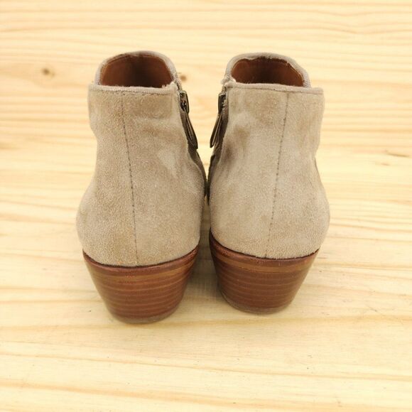 Sam Edelman Petty Women's Booties Sz 6.5 Gray Suede Stacked Heel Ankle Boots - Picture 4 of 11